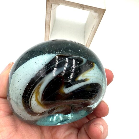 Antique Glass Dump Paperweight Swirl Design Interior Unsigned Pontal scare - Picture 4 of 10